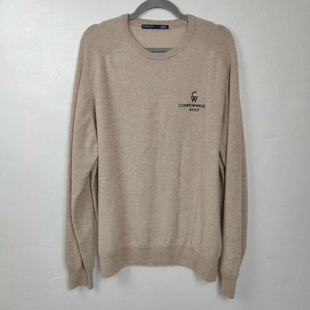 B. Draddy Top Mens XXL Tan 100% Scottish Cashmere‎ Commonwealth Golf Old Money